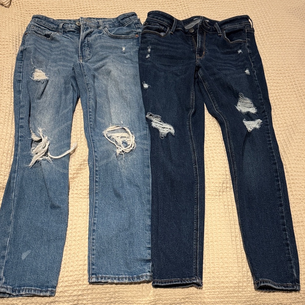 Old Navy Distressed Blue Jeans for Women both size 6